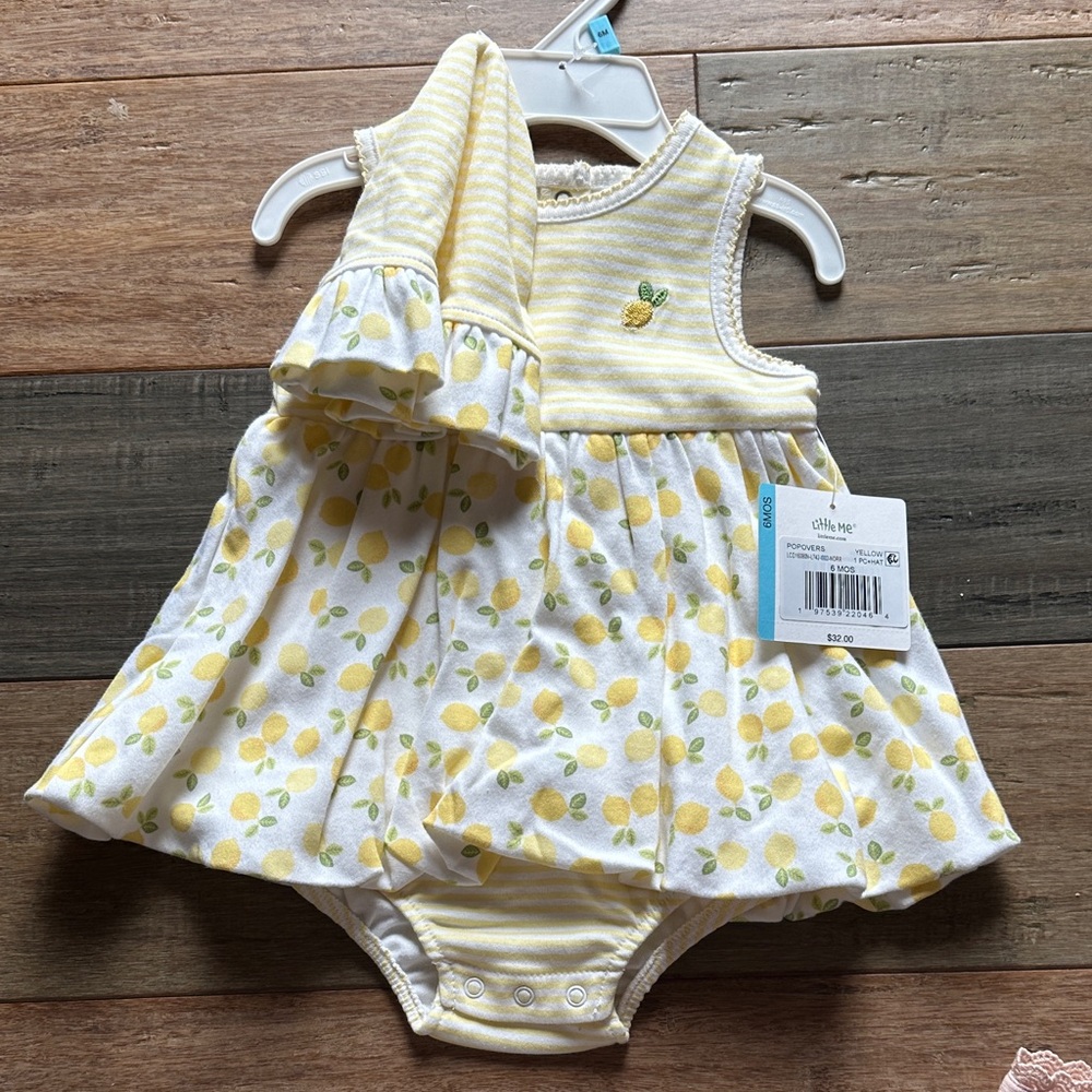 Little Me Lemon Print Diaper Cover Set
